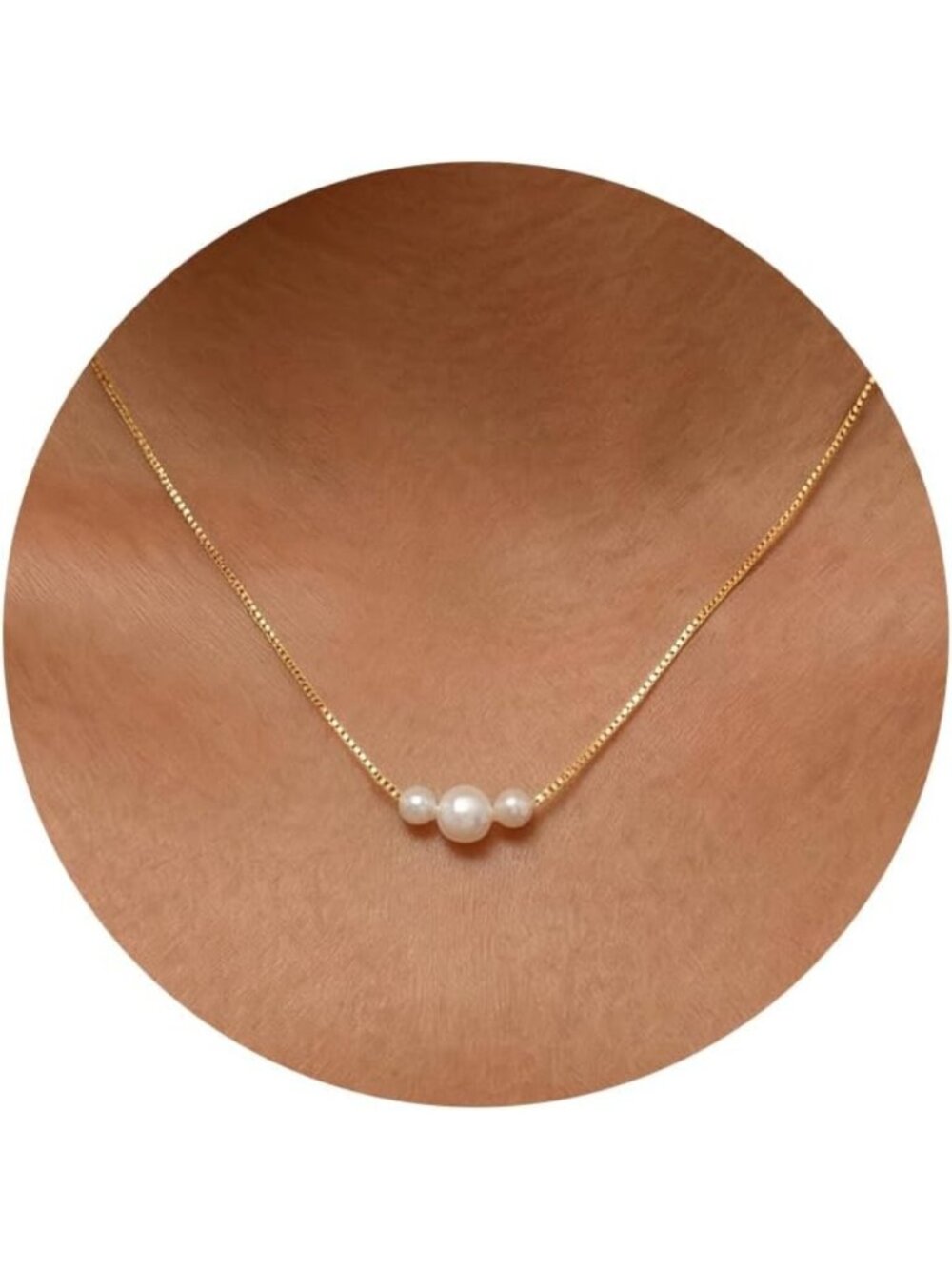 Dainty Gold Pearl Necklace for Women, 14k Gold Plated Elegant Jewelry Gift